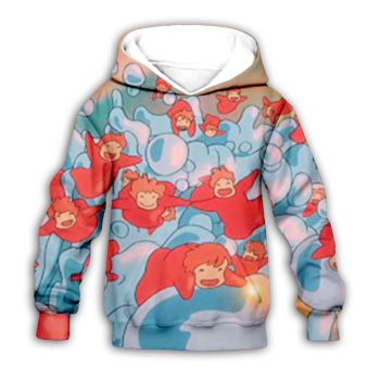 Elegance Blue Red Totoro Pattern Cartoon Hoodie
