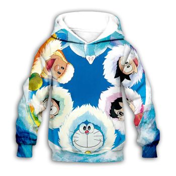 Gorgeous Blue Doraemon Pattern Doraemon Hoodie