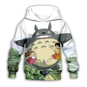 Street White Totoro Pattern Cartoon Hoodie