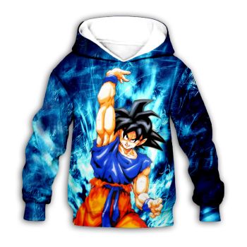 Loose And Fashion Blue Headshot Pattern Dragonball Hoodie