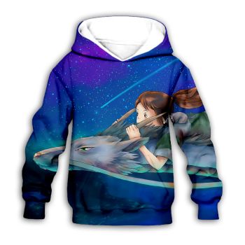 Cute Blue Totoro Pattern Cartoon Hoodie