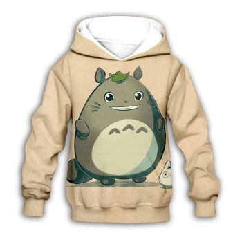 Oversize Brown Totoro Pattern Cartoon Hoodie