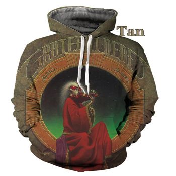 Oversize Tan Skull Pattern Halloween Hoodie