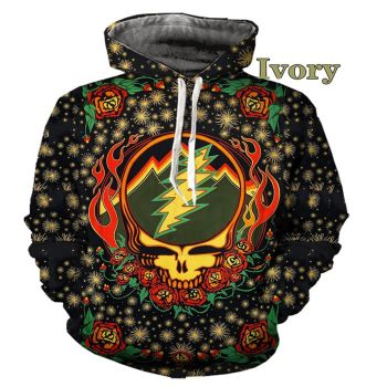 Classical And Elegance Ivory Skull Pattern Halloween Hoodie