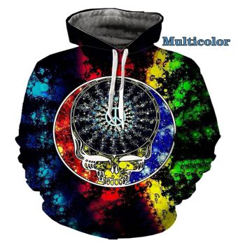 Vintage  Colorful Skull Pattern Halloween Hoodie