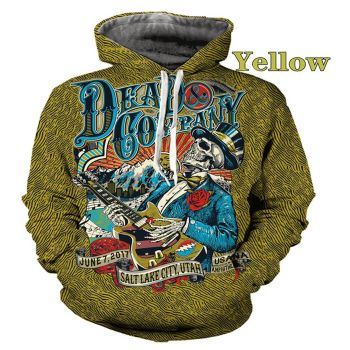 Loose And Gorgeous Yellow Skull Pattern Halloween Hoodie