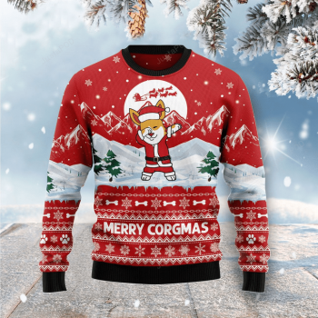 Corgi Dog Merry Xmas Ugly Christmas Sweater, All Over Print Sweatshirt