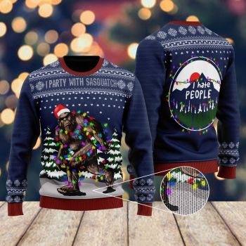Christmas I Party With Sasquatch Camping Knitting Pattern Christmas Ugly Christmas Sweater