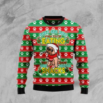 French Bulldog See You Eating Snacks Ugly Christmas Sweater 3D All Over Print