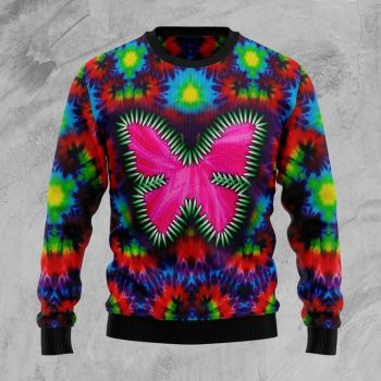 Butterfly Tie Dye Ugly Christmas Sweate