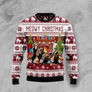 Black Cat Christmas Dancing Ugly Christmas Sweater,Christmas Ugly Sweater