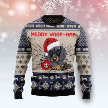 Dachshund Merry Woofmas Funny Ugly Christmas Holiday Sweater Gifts
