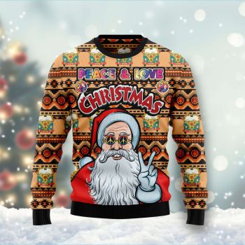 Hippie Santa Claus Peace And Love Ugly Christmas Sweater,Christmas Ugly Sweater