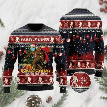 Believe In Bigfoot Ugly Christmas Sweater
