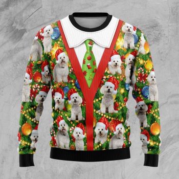 Bichon Xmas Pine Ugly Christmas Sweater,Christmas Ugly Sweater