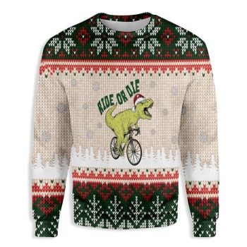 Ride or Die T-Rex Christmas Ugly Christmas Sweater,Christmas Ugly Sweater