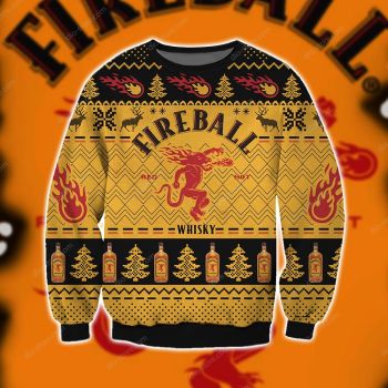 Fireball Cinnamon Whisky Knitting Pattern 3D Print Ugly Sweater Hoodie All Over Printed
