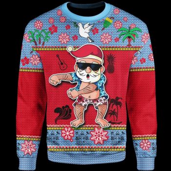 Fiji Christmas Sweater - Santa Claus Polynesian Tattoo