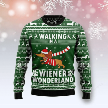 Dachshund Weiner Wonderland Ugly Christmas Sweater, All Over Print Sweatshirt
