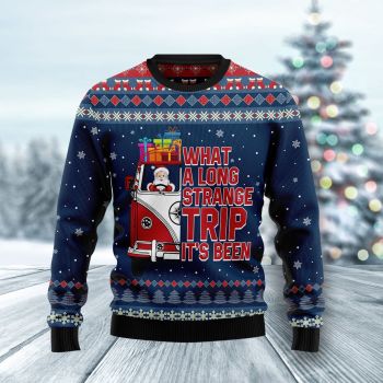 Santa Claus Hippie Bus What A Long Strange Trip Its Been Ugly Christmas Sweater,Christmas Ugly Sweater