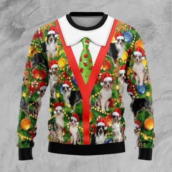 Australian Shepherd Xmas Pine Ugly Christmas Sweater,Christmas Ugly Sweater
