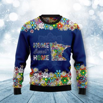 Home Sweet Home Minnesota Flower Ugly Christmas Sweater,Christmas Ugly Sweater