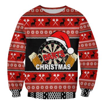 Darts And Beer For Christmas Sweatshirt Christmas Ugly Sweater