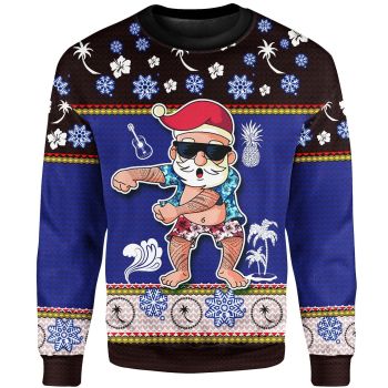 Chuuk Christmas Sweater - Santa Claus Polynesian Tattoo