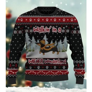 Dachshund Wiener Wonderland Ugly Christmas Sweater 3D All Over Print