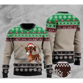 Christmas Dachshund Is This Jolly Enough Ugly Christmas Sweater