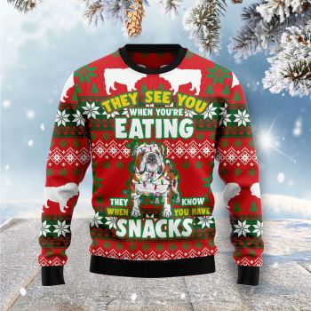 Bulldog Snacks Ugly Christmas Sweater