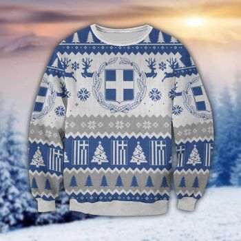 Greece 3D All Over Print Ugly Christmas Sweater Hoodie All Over Printed