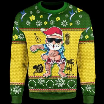 Cook Islands Christmas Sweater - Santa Claus Polynesian Tattoo