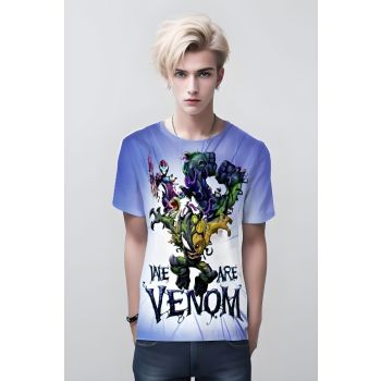 Playful Menace: Venom X Baby Groot Black T-Shirt for Comic Lovers