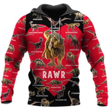 Precious And Gorgeous Pink Black Dinosaurs Pattern Animals Hoodie