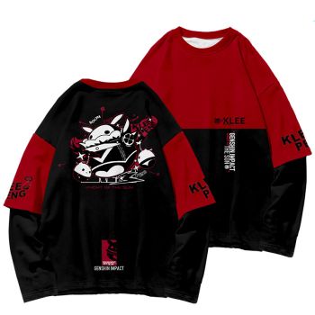 Chic Genshin Impact Klee Anime Fake Two Pieces Hoodie
