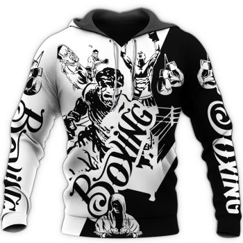 Loose Black White Fist Pattern Tattoo Hoodie