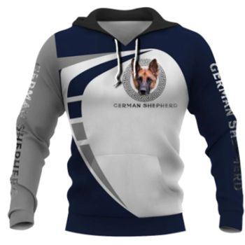  Pretty Blue White Dog Pattern Animals Hoodie