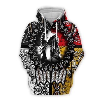 Loose And Gorgeous Black Sword Pattern Indians Hoodie