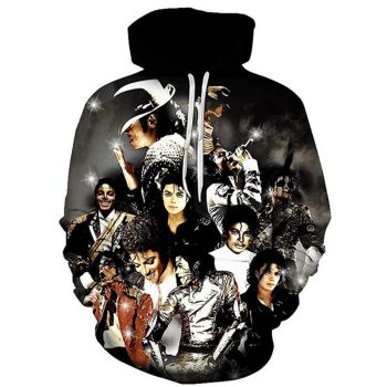 Vintage  And Loose Black Mike Pattern Music Hoodie