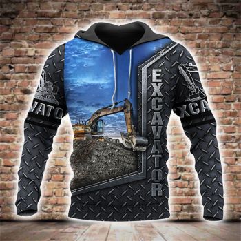 Pretty And Vintage  Black Blue Construction Vehicles Pattern Car Hoodie