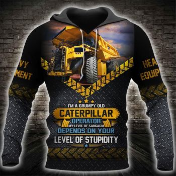 Vintage  Black Construction Vehicles Pattern Car Hoodie