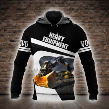 Loose And Gorgeous Black White Construction Vehicles Pattern Car Hoodie