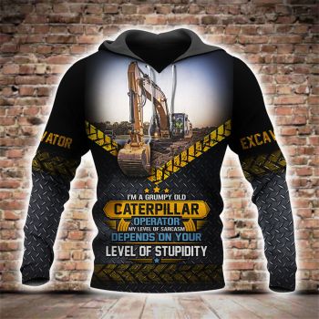 Cute And Loose Black Construction Vehicles Pattern Car Hoodie