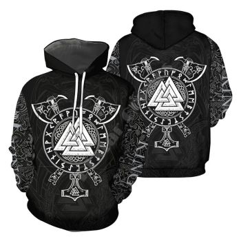 Fashion And Gorgeous Black   Axe Pattern Tattoos Hoodie