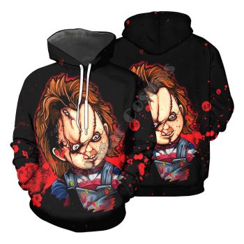 Street Style Black Chucky Pattern Chucky Hoodie