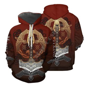 Oversize Red Sword Pattern Tattoos Hoodie