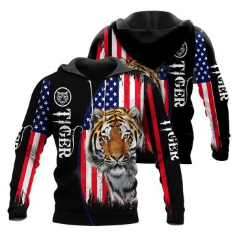Elegance Black Tiger Pattern Animals Hoodie