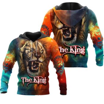 Elegance Orange Green Lion Pattern Animals Hoodie