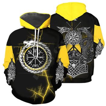 Vintage  Black Yellow Snake Pattern Tattoos Hoodie